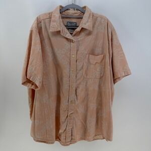 Venezia Button Up Women 22/24 Peach Floral Jacquard Casual Tropical Resort Beach